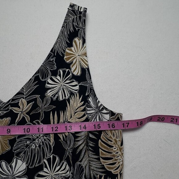 J JILL Wearever Women Plant Leaf Jumpsuit Wide Leg Sz MP Black Tan Gold 52-25 - Picture 10 of 15